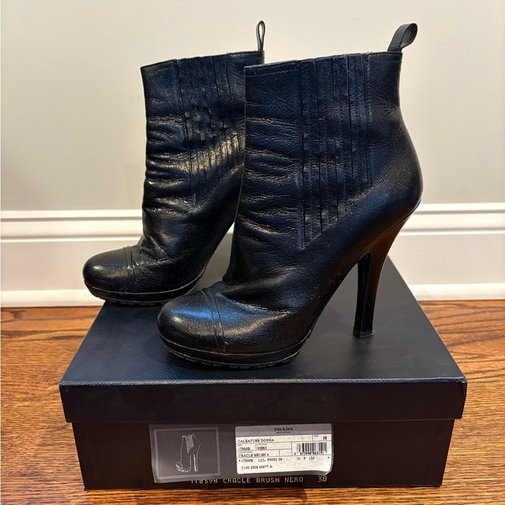 Prada black booties size 38